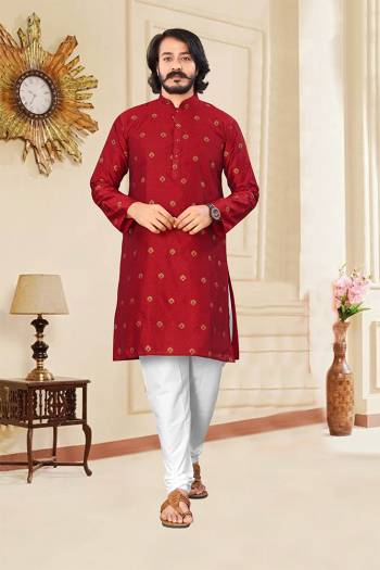 Partywear This Traditional Designer Readymade Kurta With Bottom Set. Kurta Are Jacquard Silk And Botton Are Silk Fabric With Wevon Designer.Buy Now. 