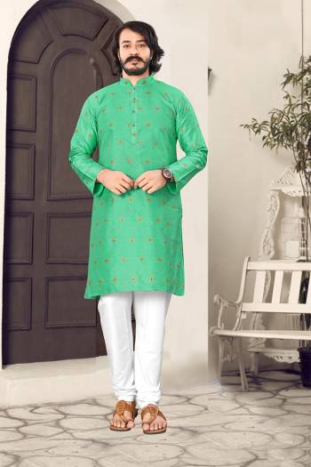 Partywear This Traditional Designer Readymade Kurta With Bottom Set. Kurta Are Jacquard Silk And Botton Are Silk Fabric With Wevon Designer.Buy Now. 