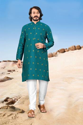 Partywear This Traditional Designer Readymade Kurta With Bottom Set. Kurta Are Jacquard Silk And Botton Are Silk Fabric With Wevon Designer.Buy Now. 