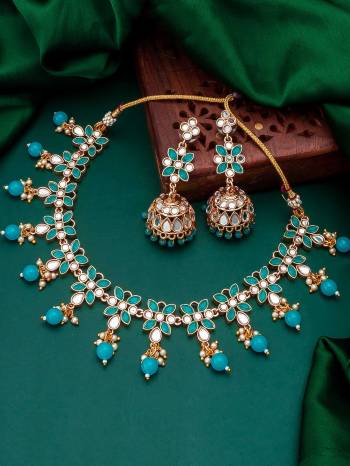 Attrective Look To Your Personality By Pairing Up This Beautiful Necklace With Your Ethnic Attire. This Pretty Set Is In Fine Color Beautified With Stone And Pearl Work. Buy Now.