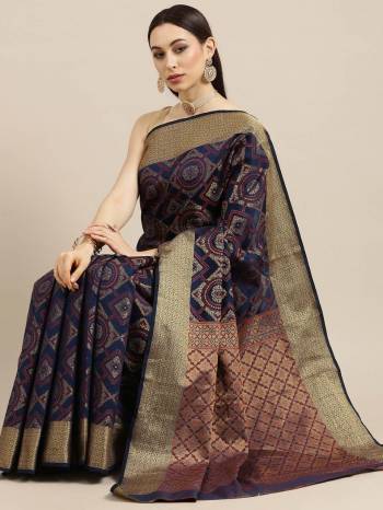 Looking This Traditional Partywear Saree Are Fine Saree Paired With Blouse.This Saree And Blouse Are Silk Blend Fabric With Designer Weaving Jacquard Work. Buy This Pretty Saree Now.