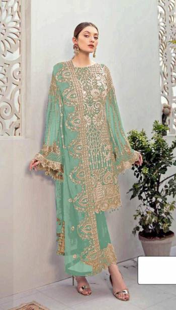 Attrective This Designer Pakistani Suit In Fine Color.Its Pretty Heavy Designer Embroidery Work Top Is Faux Georgette Based Paired With Santoon Bottom And Faux Georgette Fabricated Dupatta Which Gives An Attractive To The Suit.