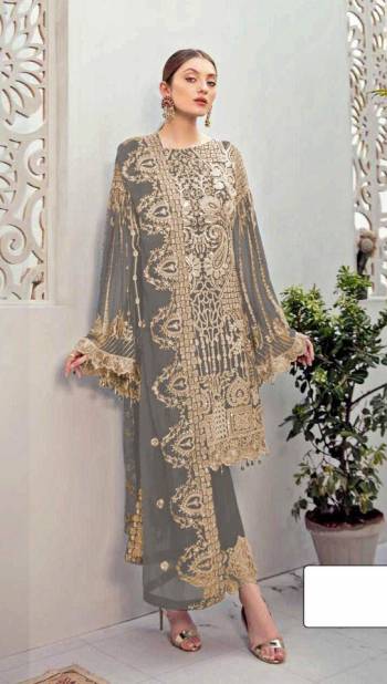 Attrective This Designer Pakistani Suit In Fine Color.Its Pretty Heavy Designer Embroidery Work Top Is Faux Georgette Based Paired With Santoon Bottom And Faux Georgette Fabricated Dupatta Which Gives An Attractive To The Suit.