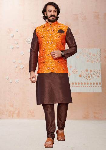 Attrective This Traditional Functional Designer Readymade Kurta,Bottom With Jacket Set. Its Kurta And Botton Are Art Silk And Jacket Is Semi Cotton Fabric With Stylist Printed.Buy Now. 