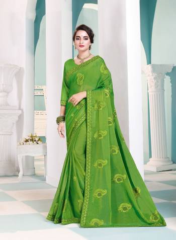 Looking This Partywear Designer Fine Color Saree Paired With Blouse.This Saree And Blouse Are Rangoli Silk Fabric With Heavy Designer Thread Embroidery Work. Buy This Pretty Saree Now.