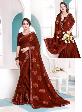 Looking This Partywear Designer Fine Color Saree Paired With Blouse.This Saree And Blouse Are Rangoli Silk Fabric With Heavy Designer Thread Embroidery Work. Buy This Pretty Saree Now.