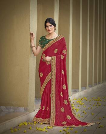 Garb This Partywear Stylist Designer Fine Colour Saree Paired With Blouse.This Saree Are Silk Georgette And Blouse Are Raw Silk Fabric With Heavy Designer Embroidery Work. Buy This Pretty Saree Now.