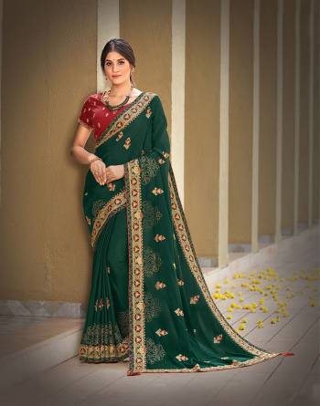 Garb This Partywear Stylist Designer Fine Colour Saree Paired With Blouse.This Saree Are Silk Georgette And Blouse Are Raw Silk Fabric With Heavy Designer Embroidery Work. Buy This Pretty Saree Now.