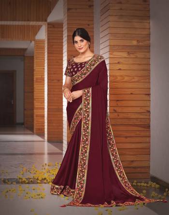 Garb This Partywear Stylist Designer Fine Colour Saree Paired With Blouse.This Saree Are Silk Georgette And Blouse Are Raw Silk Fabric With Heavy Designer Embroidery Work. Buy This Pretty Saree Now.