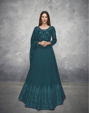 Attrective This Partywear Collection In Long Length Fine Color.Its Pretty Heavy Designer Sequance Embroidery Work Top Is Georgette Based Paired With Santoon Bottom And Georgette Fabricated Dupatta Which Gives An Attractive To The Suit.Buy Now.