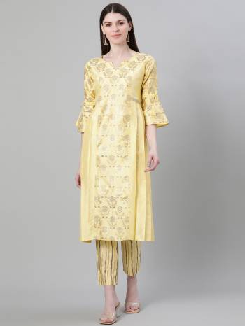 Looking This Readymade Long Kurti With Bottom In Fine Color. Kurti And Pant Are Fabricated On Poly Silk Beautified With Designer Foil Printed. It Is Light In Weight And Easy To Carry All Day Long. 