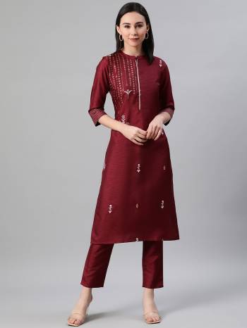 Looking This Readymade Long Kurti With Bottom In Fine Color. Kurti And Pant Are Fabricated On Poly Silk Beautified With Designer Foil Printed. It Is Light In Weight And Easy To Carry All Day Long. 