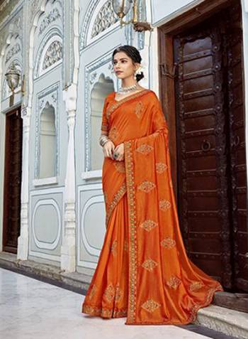 Looking This Designer Fine Color Saree Paired With Blouse.This Saree And Blouse Are Vichitra Silk Fabric With Heavy Designer Thread Embroidery Work. Buy This Pretty Saree Now.