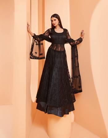 Stylist This Designer Long Length Anarkali Suits In Fine Color.Its Pretty Heavy Sequance Designer Embroidery Work Top Is Butterfly Net Based Paired With Satin Bottom And Butterfly Net Fabricated Dupatta Which Gives An Attractive To The Suit.