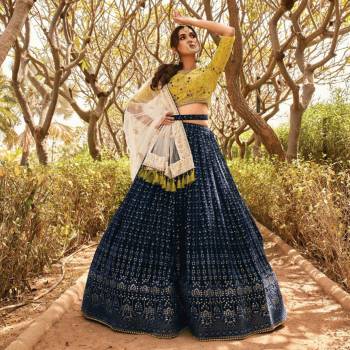 Attrective Looking This Wedding Partywear Readymade Heavy Designer Sequance With Lukhnowi Embroidery Work Lehenga Choli In Fine Color Fabricated On Geoegette And Dupatta Are Net Beautified With Heavy Attractive Lahenga Choli Set.Buy Now. 