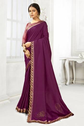 Looking This Designer Fine Color Saree Paired With Blouse.This Saree Are Vichitra Silk And Blouse Are Art Silk Fabric With Designer Swarovski Work. Buy This Pretty Saree Now.