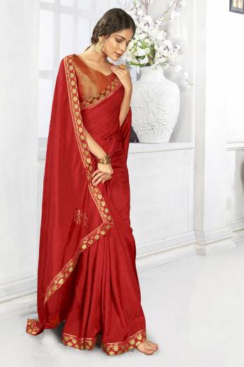 Looking This Designer Fine Color Saree Paired With Blouse.This Saree Are Vichitra Silk And Blouse Are Art Silk Fabric With Designer Swarovski Work. Buy This Pretty Saree Now.