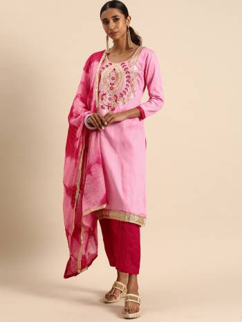 Stylist This Designer Suits In Lovely Color.?Its Pretty Designer Embridery Work Top Is Glass Cotton Based Paired Bottom Cotton With Fancy Fabricated Dupatta Which Gives An Attractive To The Dress.