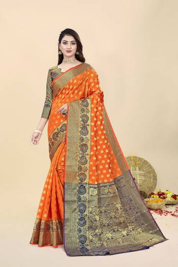 Stylist This Partywear Designer Fine Colour Saree Paired With Blouse.This Saree And Blouse Are Banarasi Silk Fabric With Heavy Jacquad Wevon Jari Designer Work. Buy This Pretty Saree Now.