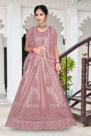 Attrective Looking Kidswear Readymade Designer Lehenga Choli In Fine Color Fabricated On Net And Dupatta Are Net Beautified With Heavy Attractive Thread Embroidery Work. Buy Now.