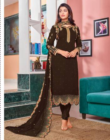 Attrective This Partywear In Long Length Fine Color.Its Pretty Heavy Designer Embroidery,Stone Work Top Is Faux Georgette Based Paired With Santoon Bottom And Faux Georgette Fabricated Dupatta With Work.Which Gives An Attractive To The Suit.