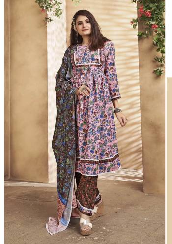 Looking Attrective This Readymade Suits In Fine Light Color. This Suit Top And Botton Are Maslin And Dupatta Are Chinon Fabricated Beautified With Designer Printed. It Is Light In Weight And Easy To Carry All Day Long. 