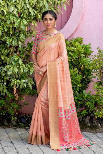 Your Personality In This Lovely Colored Designer Saree. This Saree?And Blouse Are Fabricated On Tussar Silk Beautified With Wevon Rich Multy Color Pallu Designer. Buy This Pretty Saree Now.