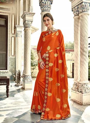 Stylist Looking This Partywear Designer Fine Colour Saree Paired With Blouse.This Saree And Blouse Are Vichitra Silk Fabric With Heavy Designer Jari Embroidery Work. Buy This Pretty Saree Now.