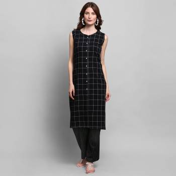 Attrective This Readymade Long Kurti With Plazzo Set In Fine Color. Kurti And Bottom Are Cotton Fabricated Beautified With Solid Dying Sleeve Less. It Is Light In Weight And Easy To Carry All Day Long. 