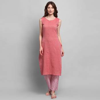 Attrective This Readymade Long Kurti With Plazzo Set In Fine Color. Kurti And Bottom Are Cotton Fabricated Beautified With Solid Dying Sleeve Less. It Is Light In Weight And Easy To Carry All Day Long. 