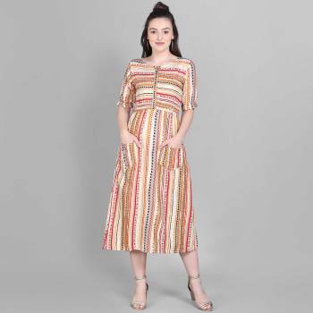 Looking This Readymade Long Kurti In Fine Color. This Kurti Are Rayon Fabricated Beautified With Designer Printed. It Is Light In Weight And Easy To Carry All Day Long. 