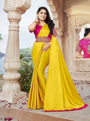 Attrective This Designer Saree Are Fine Saree Paired With Contrasted Blouse And Belt.This Saree Are Moss Chiffon And Blouse And Belt Are Art Silk Based Fabric With Designer Embroidery Work. Buy This Pretty Saree Now.