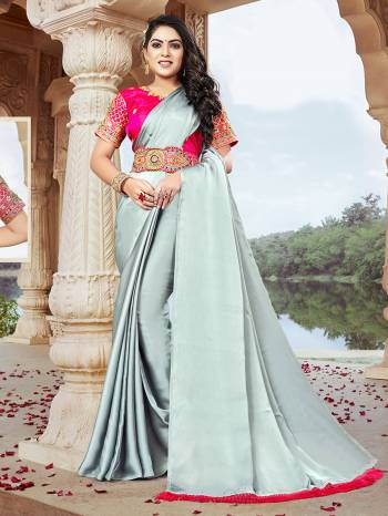 Attrective This Designer Saree Are Fine Saree Paired With Contrasted Blouse And Belt.This Saree Are Moss Chiffon And Blouse And Belt Are Art Silk Based Fabric With Designer Embroidery Work. Buy This Pretty Saree Now.