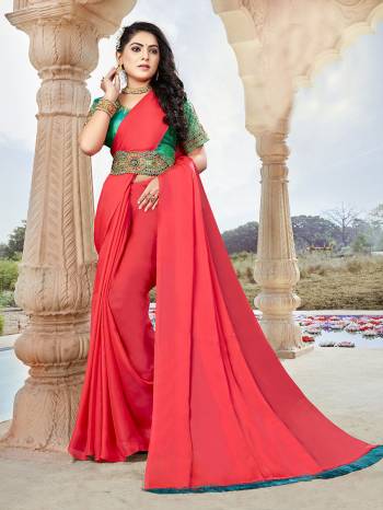 Attrective This Designer Saree Are Fine Saree Paired With Contrasted Blouse And Belt.This Saree Are Moss Chiffon And Blouse And Belt Are Art Silk Based Fabric With Designer Embroidery Work. Buy This Pretty Saree Now.