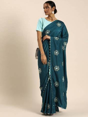 Designer This Wedding Partywear Fine Color Saree Paired With Contrasted Blouse.This Saree Are Poly Silk And Blouse Are Art Silk Fabric With Heavy Designer Embroidery Work. Buy This Pretty Saree Now.