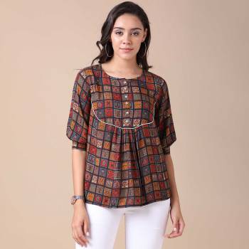 This Good Looking Readymade Short Kurti In Fine Color. Its Short Kurti Are Rayon Fabricated Beautified With Fancy Designer Printed. It Is Light In Weight And Easy To Carry All Day Long. 