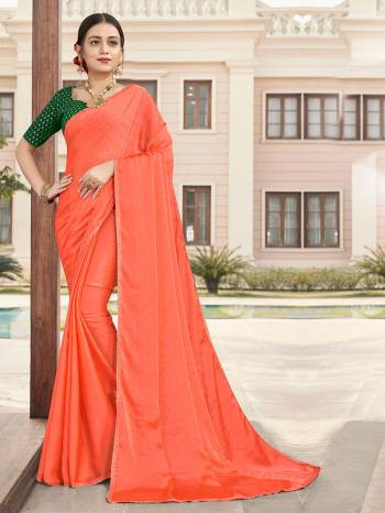 Looking This Designer Partywear Saree Are Fine Saree Paired With Contrasted Blouse.This Saree Are Satin With Stone Work And Blouse Are Art Silk With Sequance Embroidery Work Based Fabric With Designer Saree. Buy This Pretty Saree Now.