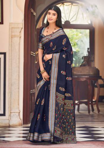 Attrective This Designer Traditional Saree Are Fine Saree Paired With Blouse.This Saree And Blouse Are Chandei Based Fabric With Heavy Wevon Designer. Buy This Pretty Saree Now.