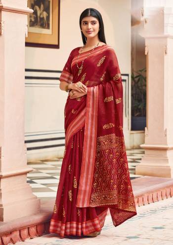 Attrective This Designer Traditional Saree Are Fine Saree Paired With Blouse.This Saree And Blouse Are Chandei Based Fabric With Heavy Wevon Designer. Buy This Pretty Saree Now.