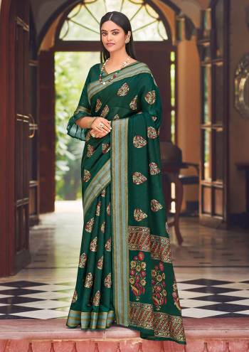 Attrective This Designer Traditional Saree Are Fine Saree Paired With Blouse.This Saree And Blouse Are Chandei Based Fabric With Heavy Wevon Designer. Buy This Pretty Saree Now.