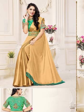 Garb This Designer Partywear Saree Are Fine Saree Paired With Contrasted Blouse And Belt.This Saree Are Satin Chiffon And Blouse And Belt Are Art Silk Based Fabric With Designer Embroidery Work. Buy This Pretty Saree Now.