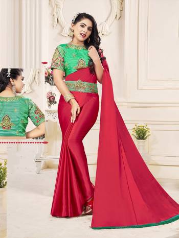 Garb This Designer Partywear Saree Are Fine Saree Paired With Contrasted Blouse And Belt.This Saree Are Satin Chiffon And Blouse And Belt Are Art Silk Based Fabric With Designer Embroidery Work. Buy This Pretty Saree Now.