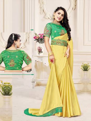 Garb This Designer Partywear Saree Are Fine Saree Paired With Contrasted Blouse And Belt.This Saree Are Satin Chiffon And Blouse And Belt Are Art Silk Based Fabric With Designer Embroidery Work. Buy This Pretty Saree Now.