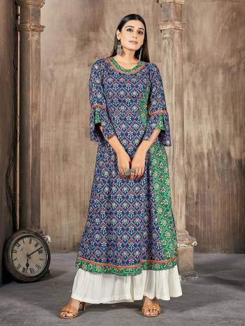 Stylist This Readymade Long Kurti With Plazzo In Fine Color Kurti And Plazzo Are Rayon Fabricated Beautified With Designer Printed. It Is Light In Weight And Easy To Carry All Day Long. 