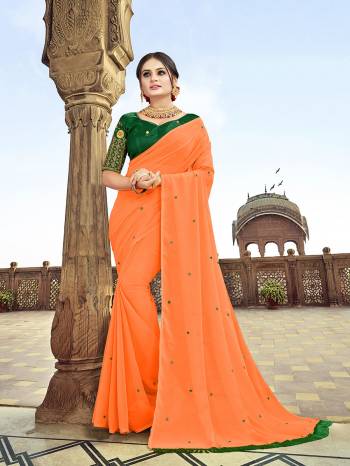 Preety This Designer Saree Are Fine Saree Paired With Contrasted Blouse.This Saree Are Georgette And Blouse Are Art Silk Based Fabric With Mirror,Designer Embroidery Work Blouse. Buy This Pretty Saree Now.