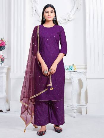 Look This Readymade Long Dress In Fine Color Top And Bottom Are Rayon With Dupatta Are Net Fabricated Beautified With Embroidery Work Designer. It Is Light In Weight And Easy To Carry All Day Long. 