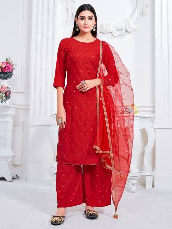 Look This Readymade Long Dress In Fine Color Top And Bottom Are Rayon With Dupatta Are Net Fabricated Beautified With Embroidery Work Designer. It Is Light In Weight And Easy To Carry All Day Long. 