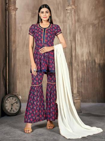 Greb This Readymade Plazzo Suits In Fine Color Top And Dupatta Are Rayon With Dupatta Are Rayon Fabricated Beautified With Printed Designer. It Is Light In Weight And Easy To Carry All Day Long. 