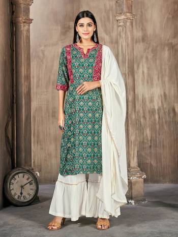 Greb This Readymade Plazzo Suits In Fine Color Top And Dupatta Are Rayon With Dupatta Are Rayon Fabricated Beautified With Printed Designer. It Is Light In Weight And Easy To Carry All Day Long. 