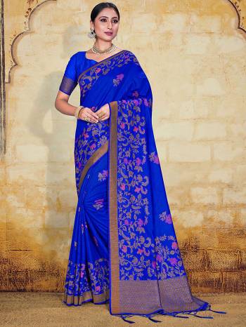 Attrective This Pretty Angelic Partywear Look Wearing This Heavy Designer Weaving Work Saree In Fine Color Paired With Blouse. This Saree And Blouse Is Art Silk Fabricated.Attractive Look To Your Personality. 